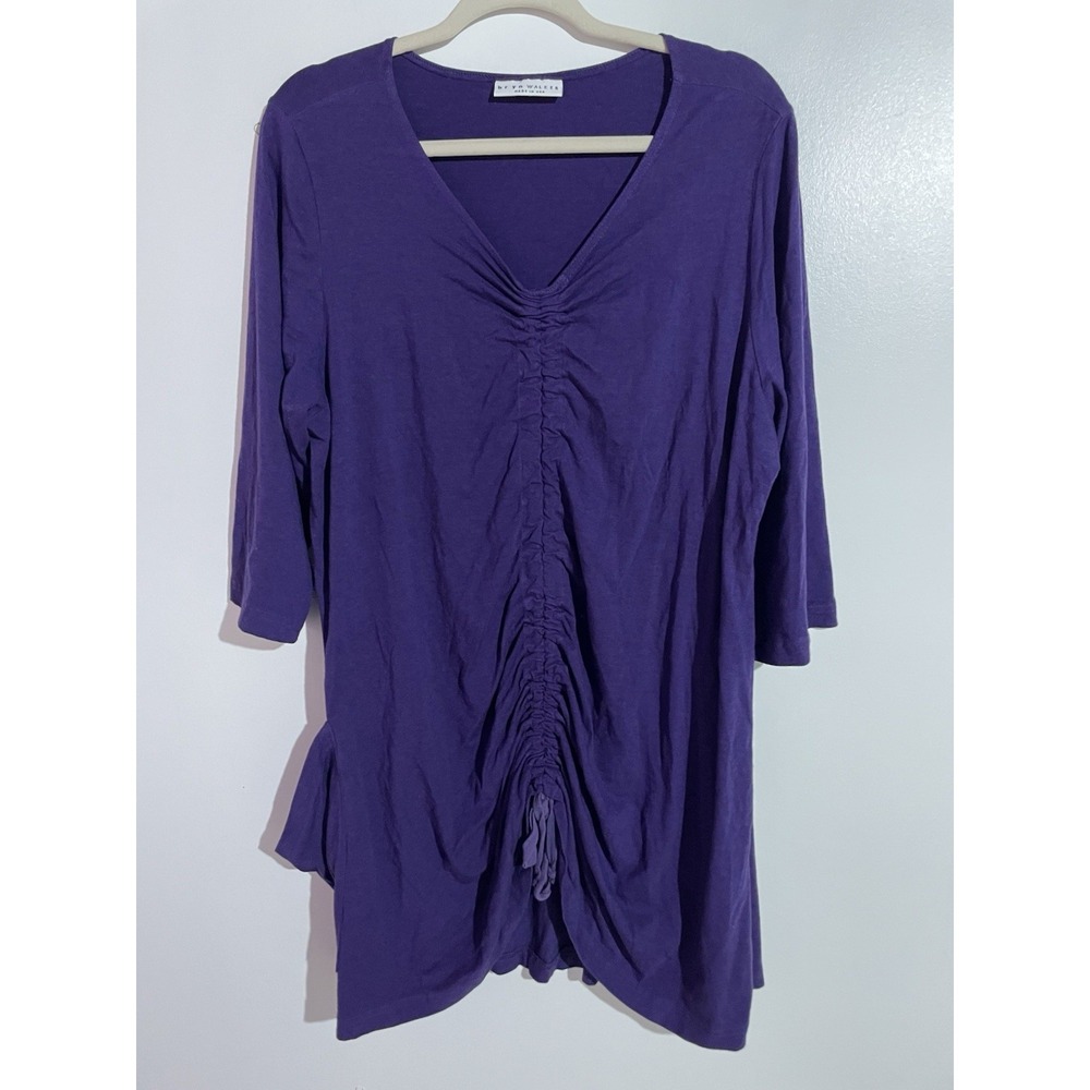 Bryn Walker Tunic Dress Large Purple Lagenlook Artsy Boho Minimalist USA